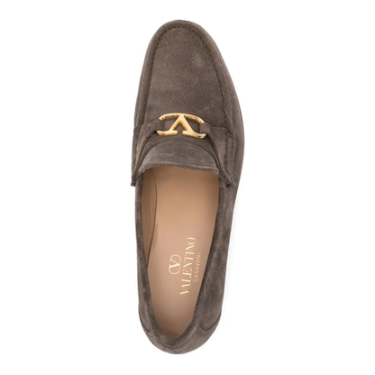 V Logo Plaque Suede Loafers - Image 4