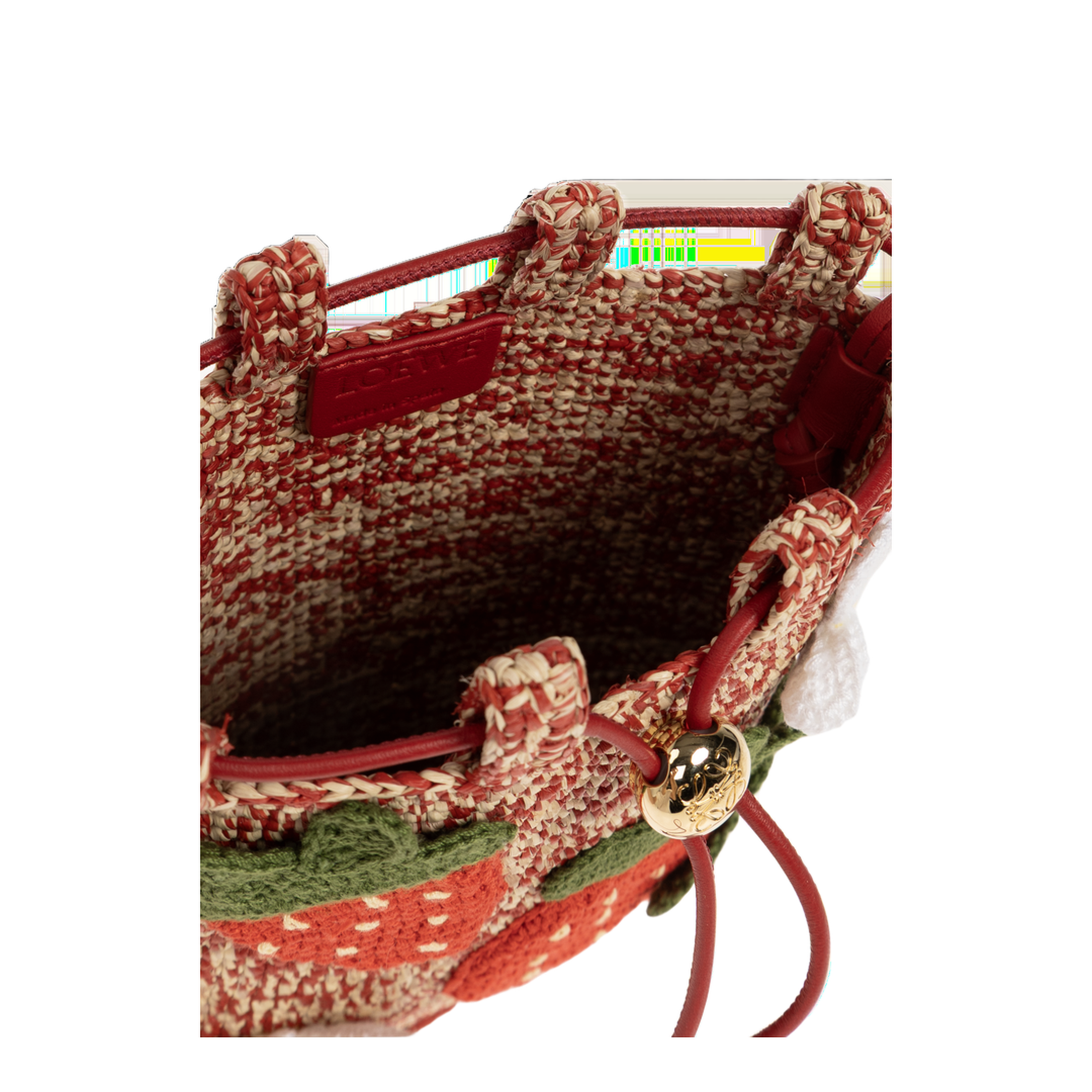 Medium Raffia Drawstring Pocket - Multicolor Red - Image 5