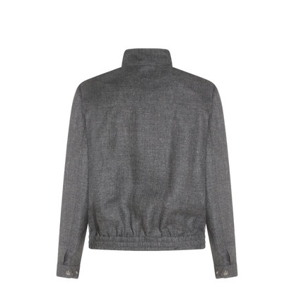 Stand Collar Outerwear Jacket Grey - Image 3