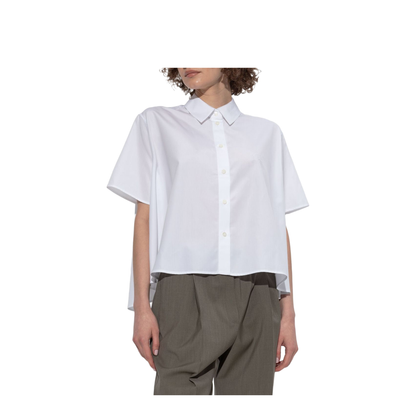 White Short Sleeves Button Fastening Collared Shirt - Image 3