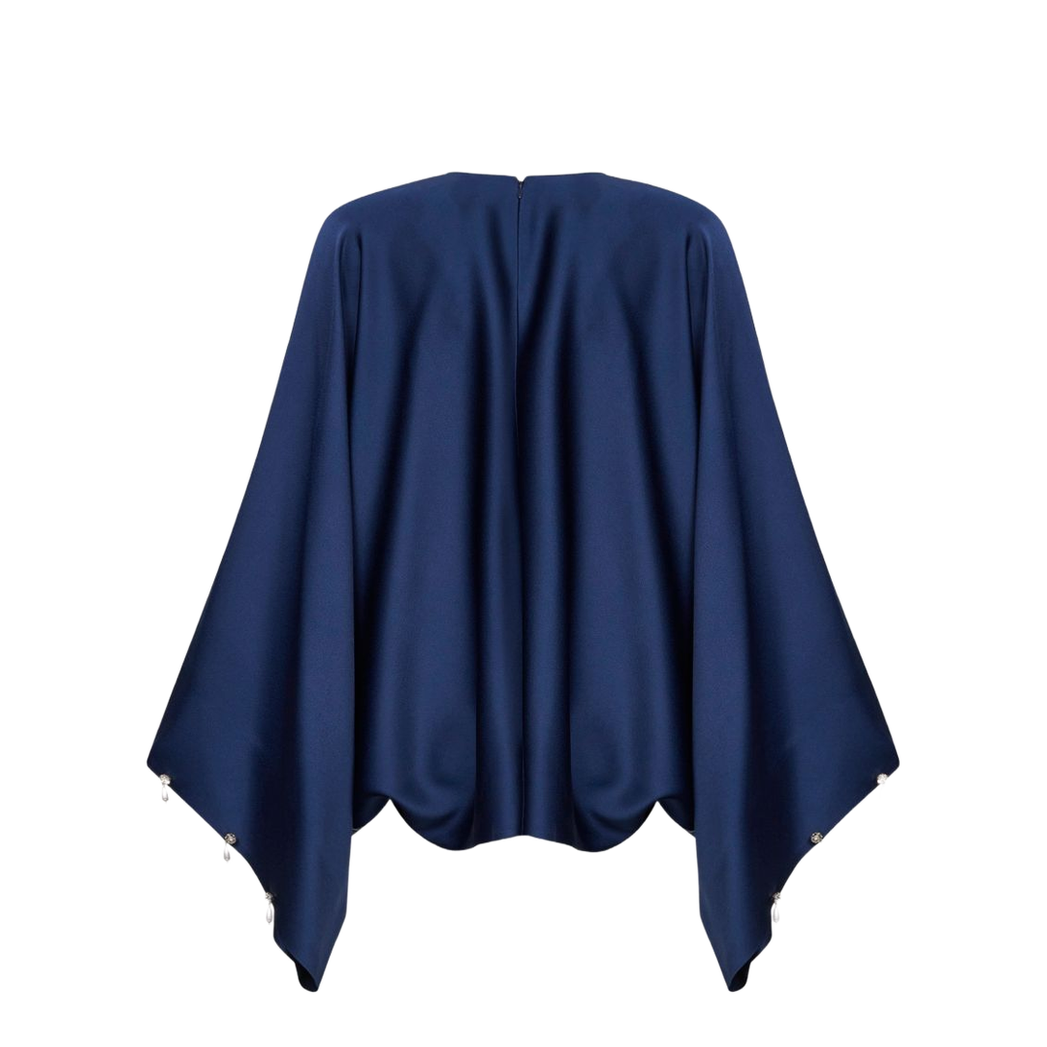 Navy Blue Oversized Viscose Satin Blouse - Image 2