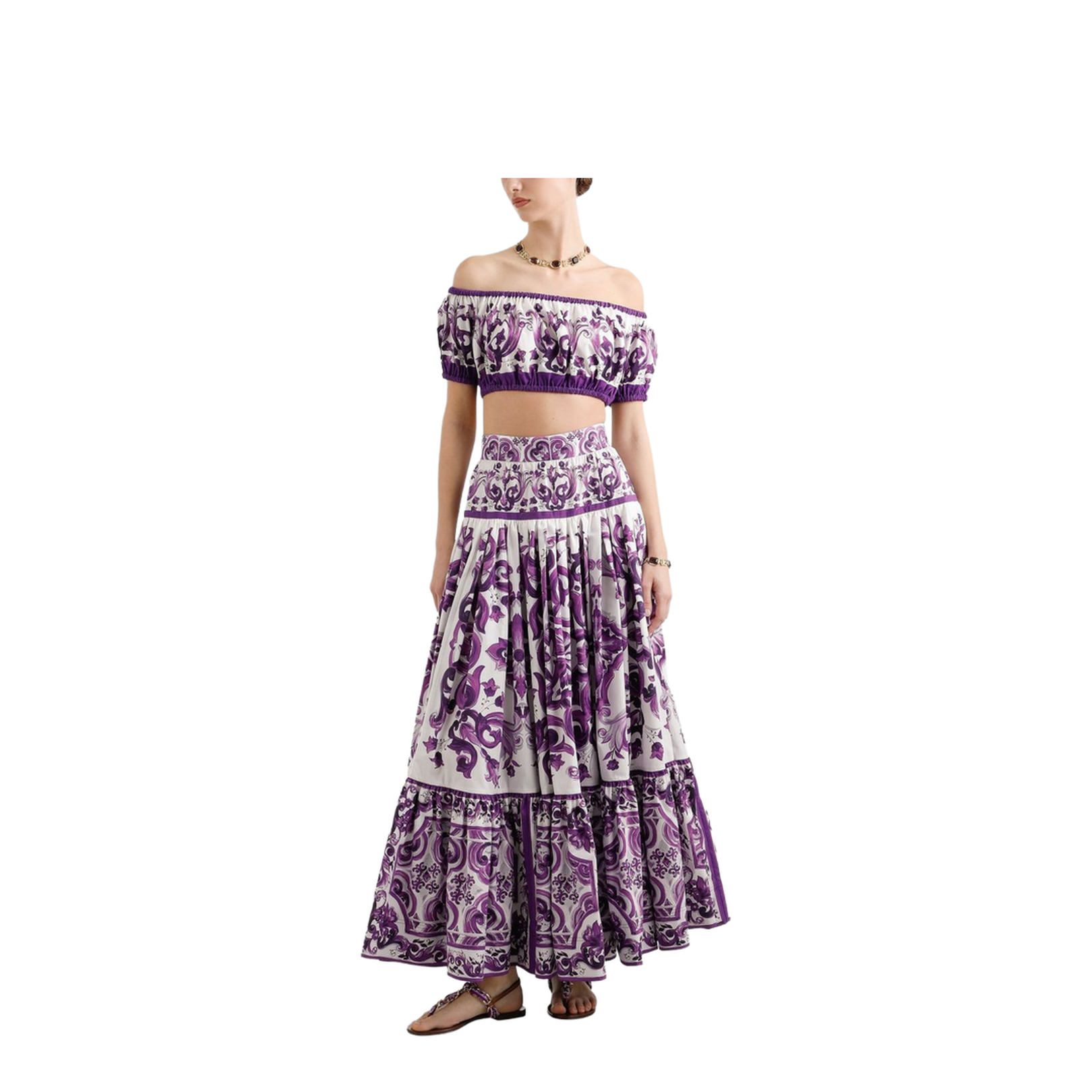 Majolica-print poplin top - Image 2