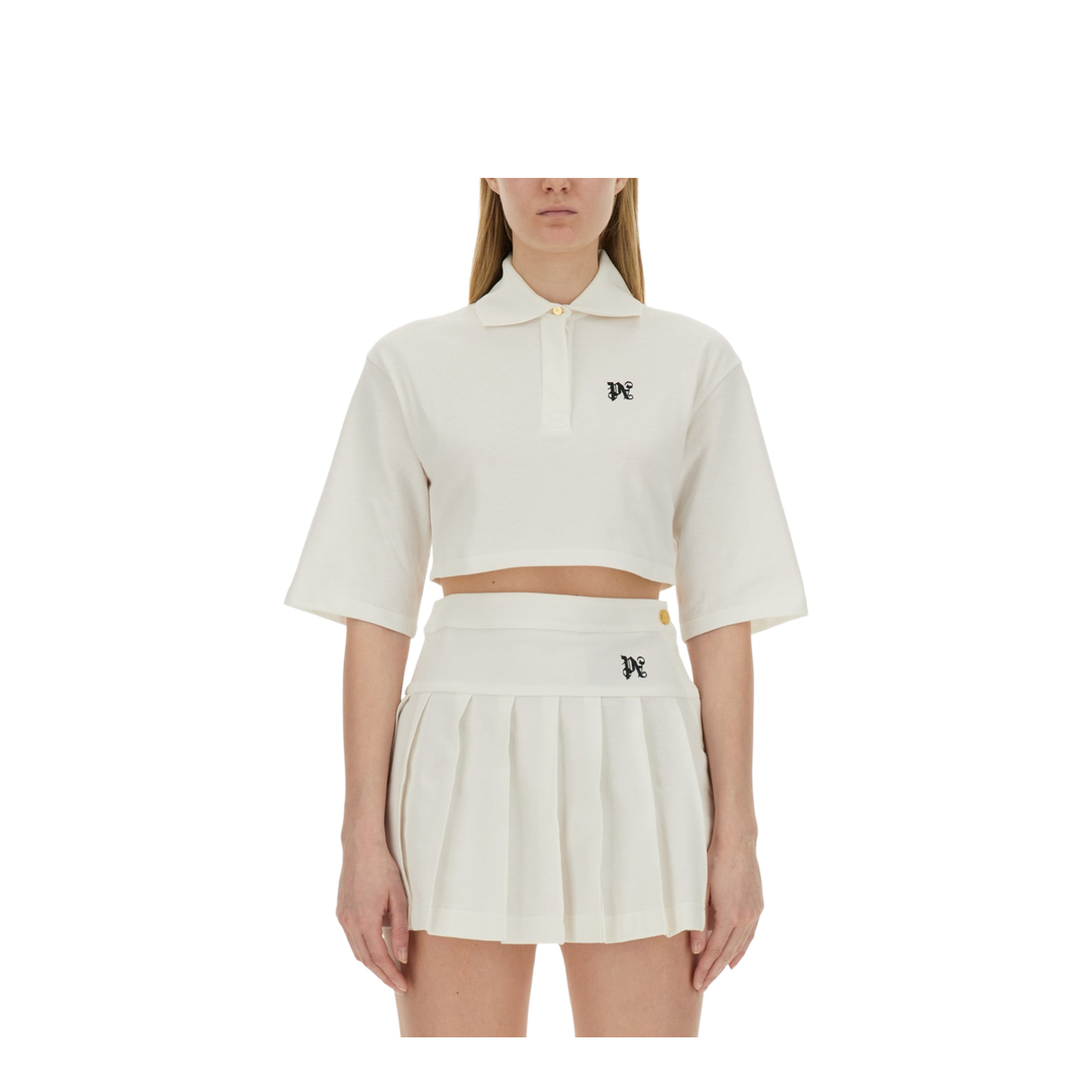 Monogram Cropped Polo Shirt - Image 1