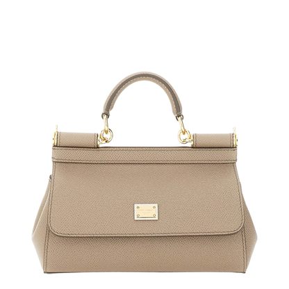 Sicily Mini Calfskin Top Handle Bag - Beige - Image 1