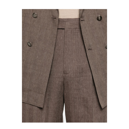 Double-Breasted Leisure Suit - Brown - Image 4
