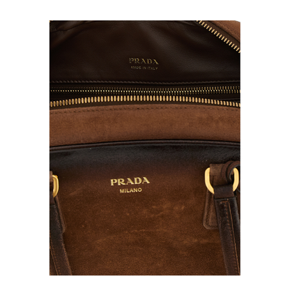 Bowling Medium Suede Bag Brown - Image 4