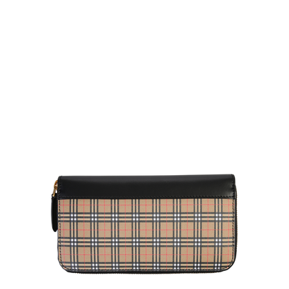 Check Leather Zip Wallet - Archive beige/briar brown - Image 1