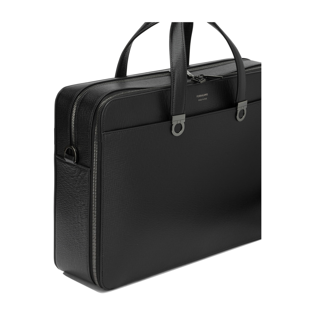 Gancini Calfskin Briefcase - Black - Image 4
