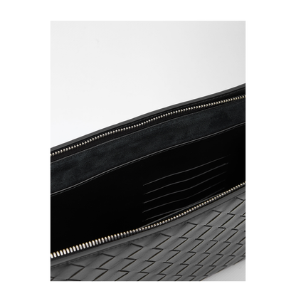 Intrecciato Leather Pouch - Black - Image 4