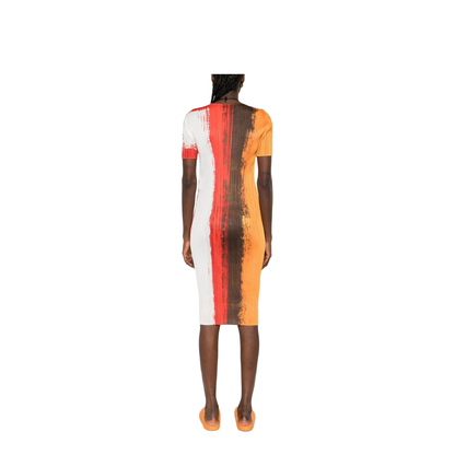 Pleated Paint-effect Midi Dress In Multi - Image 4