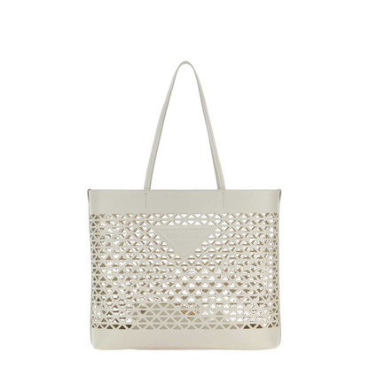 White Leather Shopping Bag - Image 3