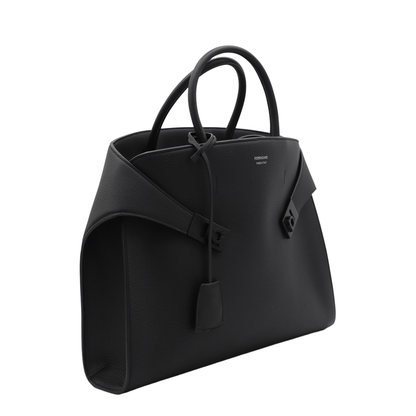 Black Leather Top Handle Bag - Image 3