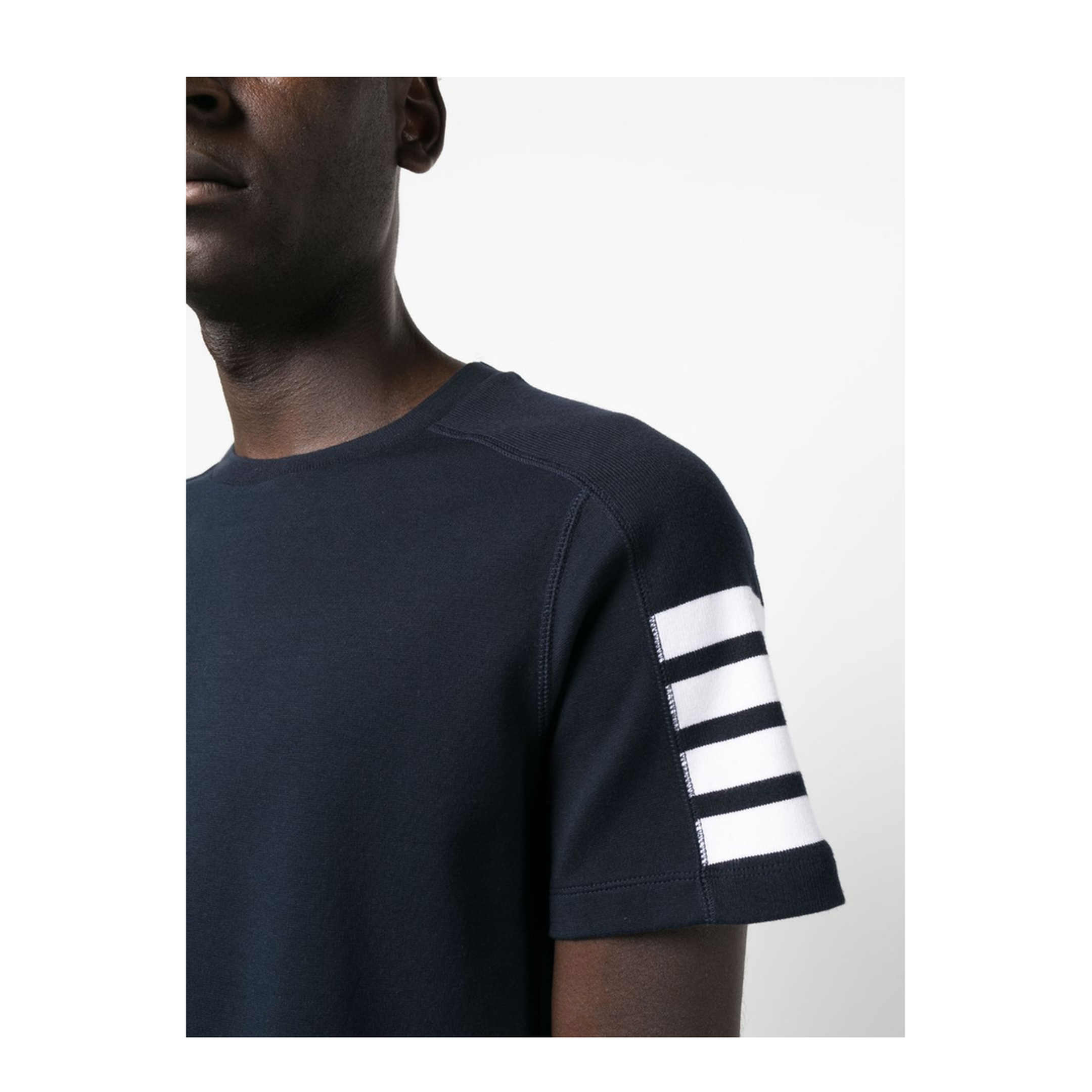 Short Sleeve Tee with 4 Bar Stripe in Milano Cotton - Image 5