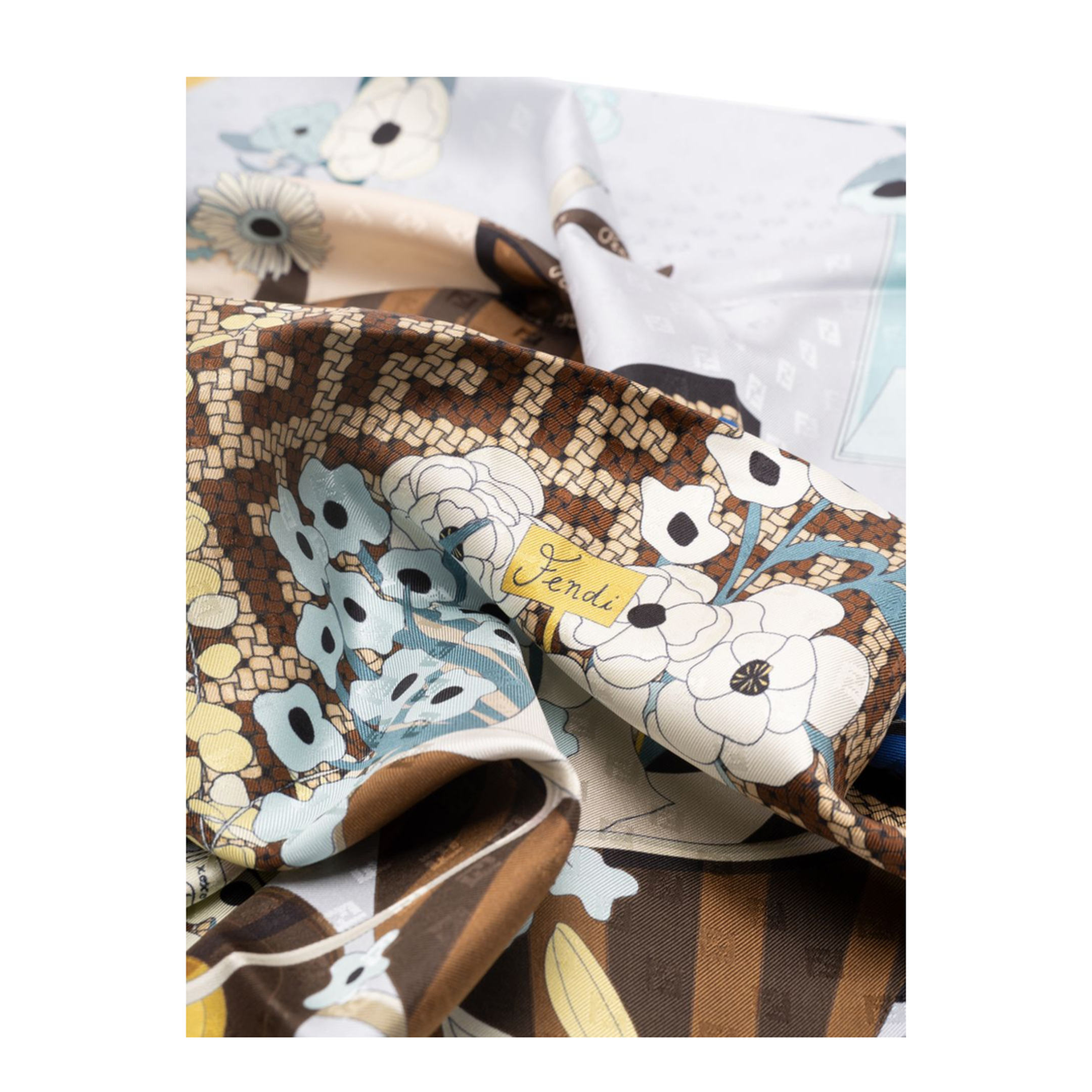 Gardening Light Blue Multicoloured Silk Foulard - Image 5