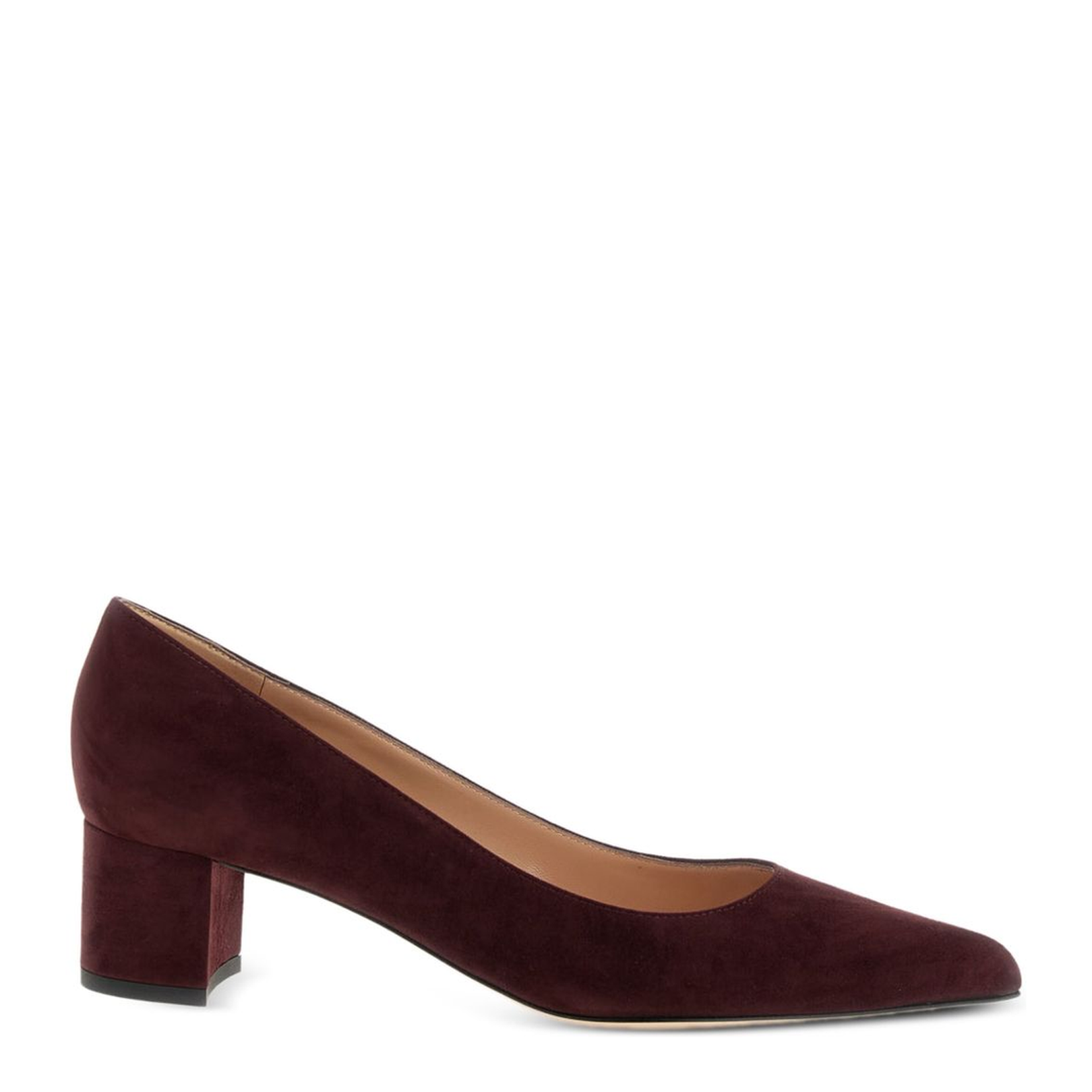 Suede Leather Pumps in Dark Red - Image 1