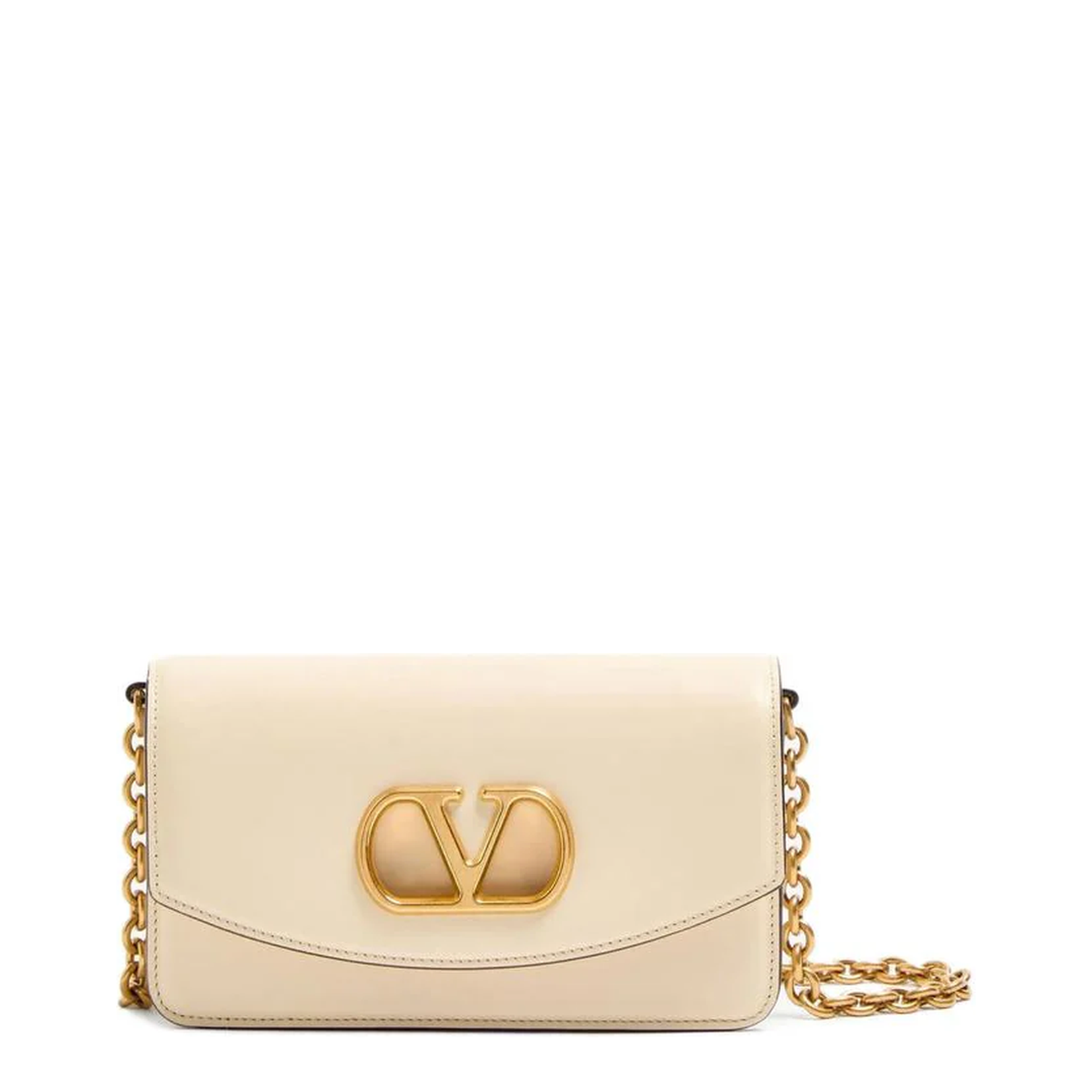 Ivory Leather Vlogo Signature Shoulder Bag - Image 1