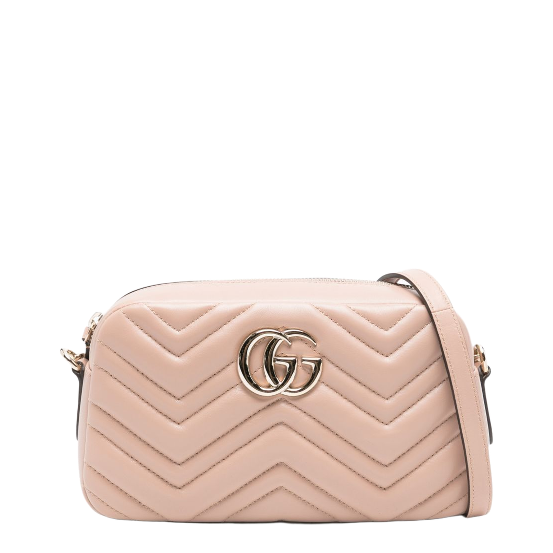 Small Camera Bag in Pink Beige Leather - Image 1