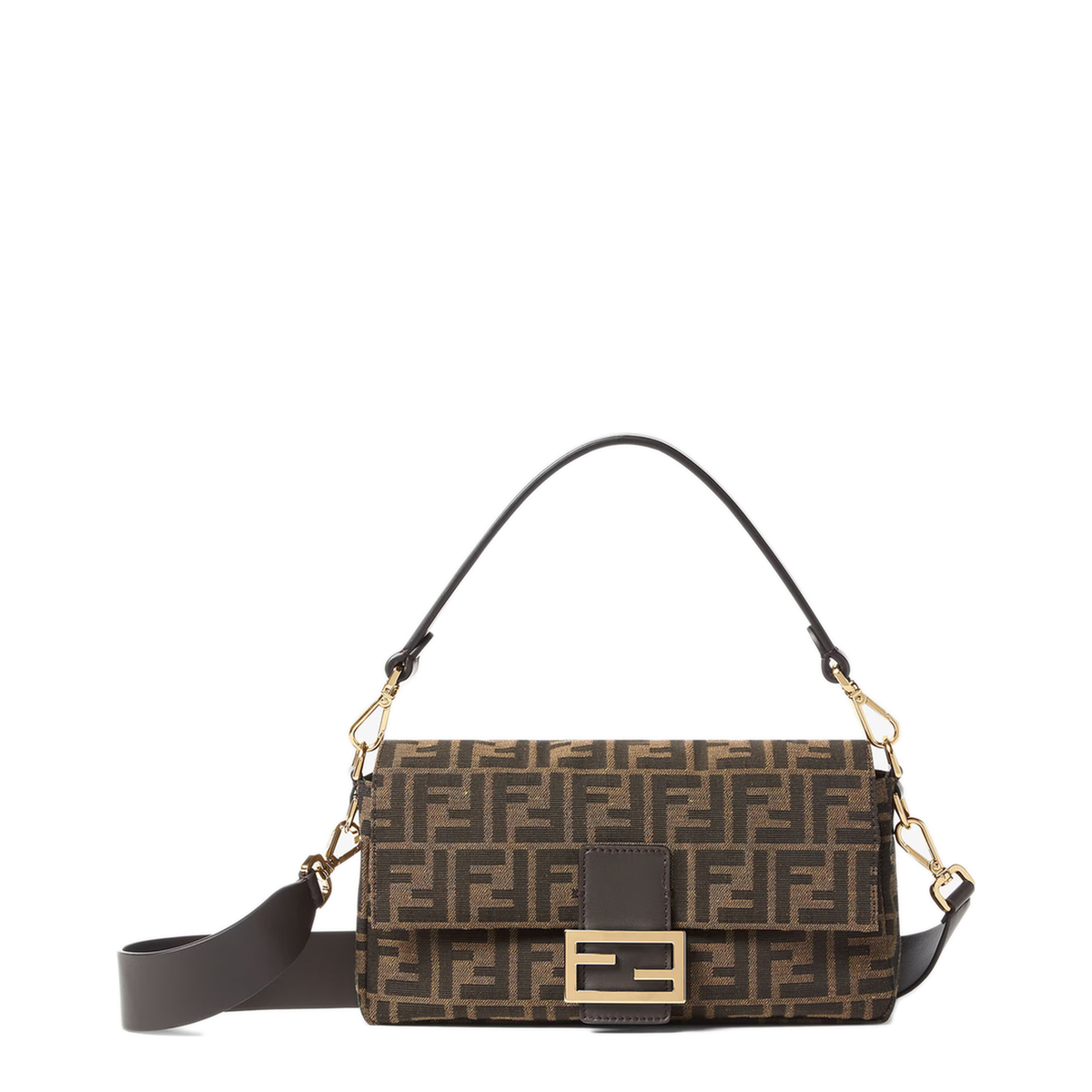 Baguette Medium FF Jacquard Shoulder Bag - Tobacco Brown - Image 1