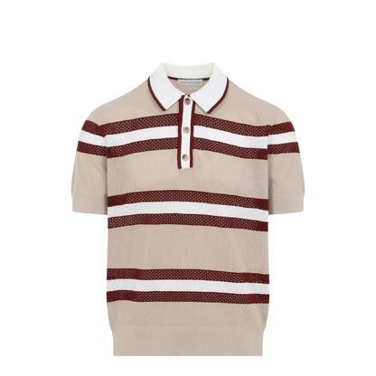 Mercy Viscose Mesh Tricolor Striped Polo Shirt - Image 4