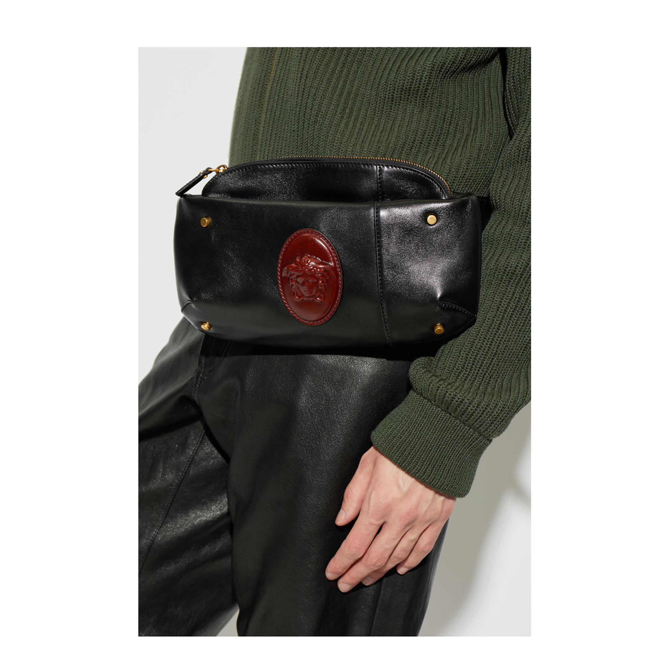 Lou Small Nappa Belt Bag - Black+Brown - Image 2