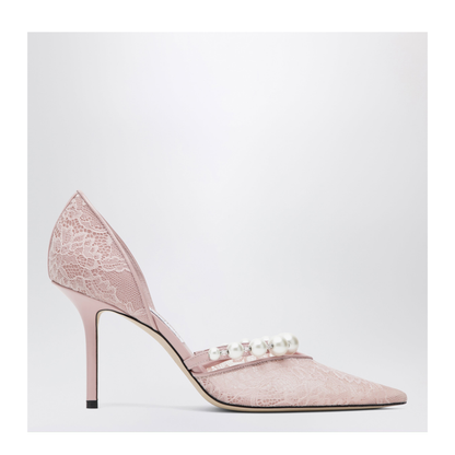 Pink Lace Décolleté with Pearl Decoration - Image 1