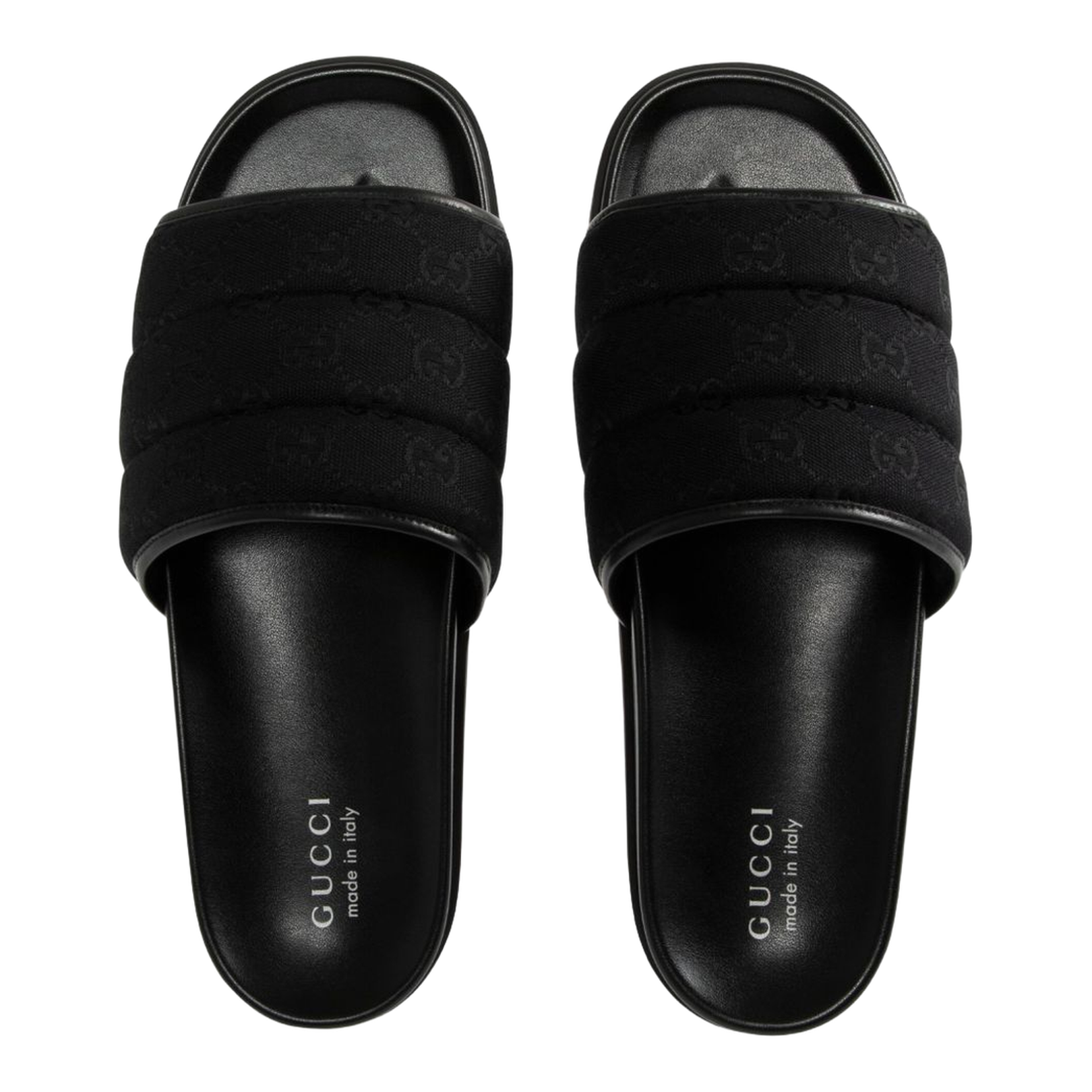 Slide Sandal in Black Padded Canvas - Image 2