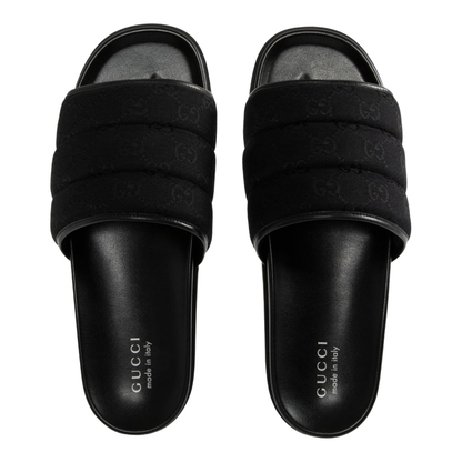 Slide Sandal in Black Padded Canvas - Image 2
