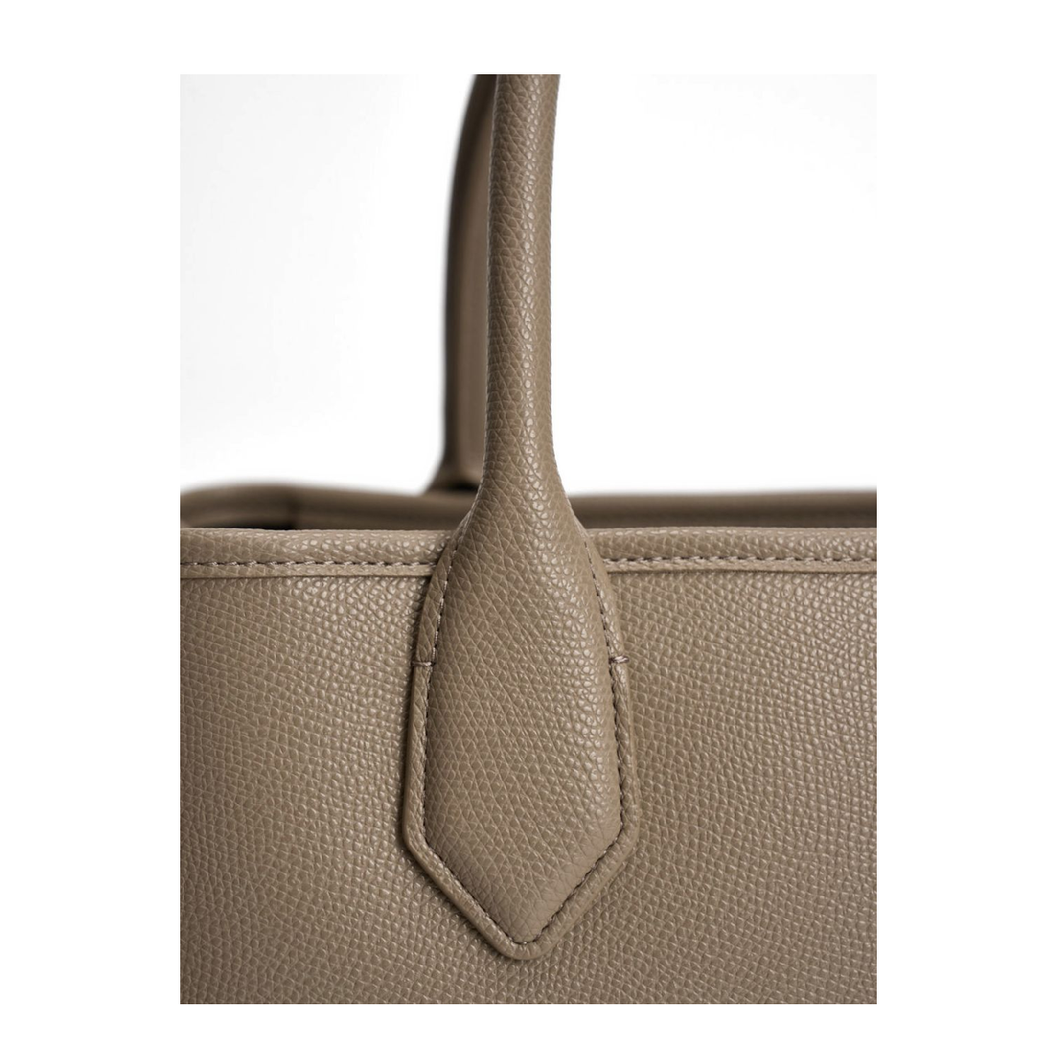 Palmellato Medium PU Shopping Bag - Tortora / Dove Grey - Image 4
