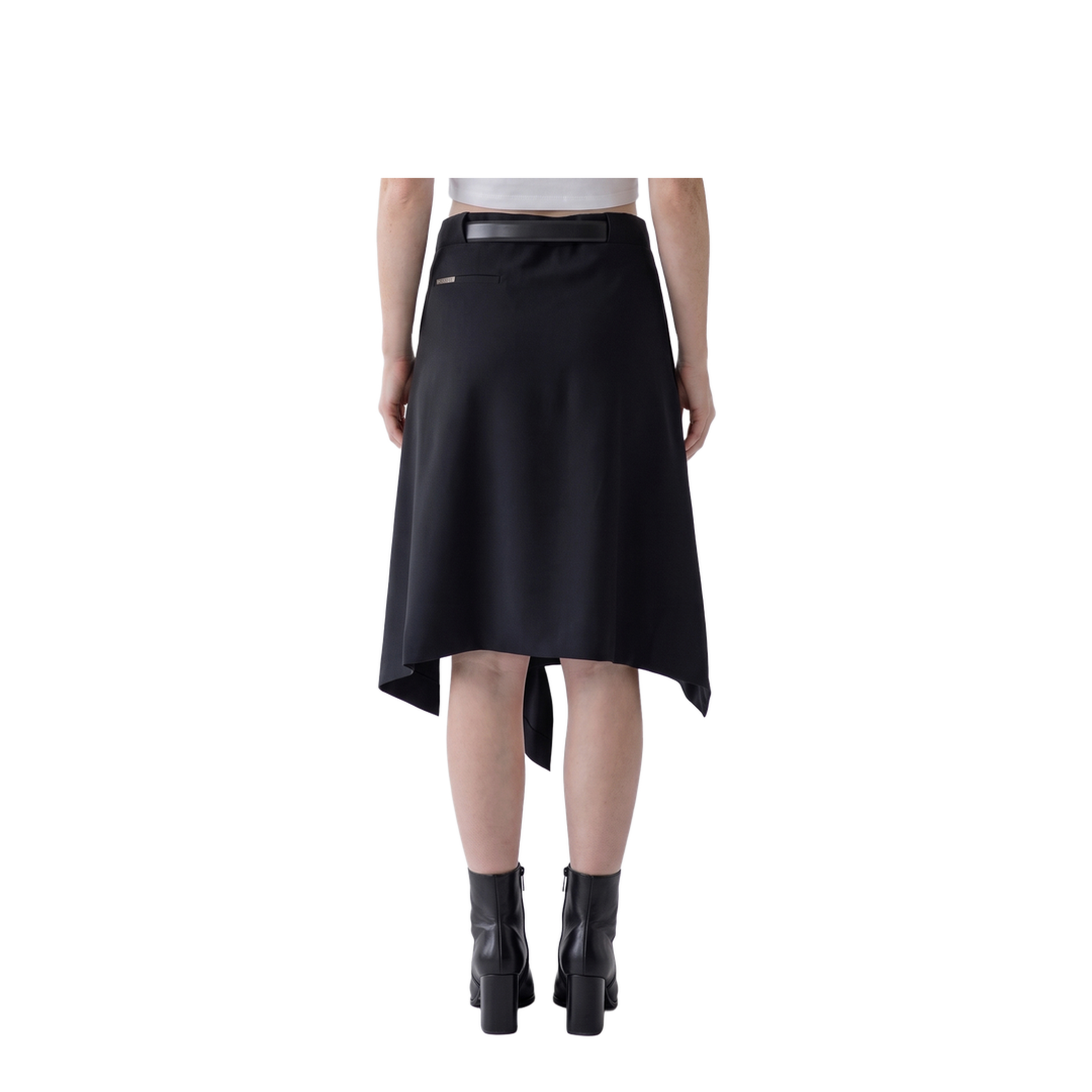 Asymmetric Midi Skirt with Belt - Image 2