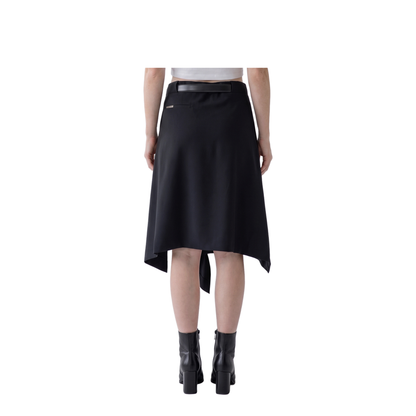 Asymmetric Midi Skirt with Belt - Image 2
