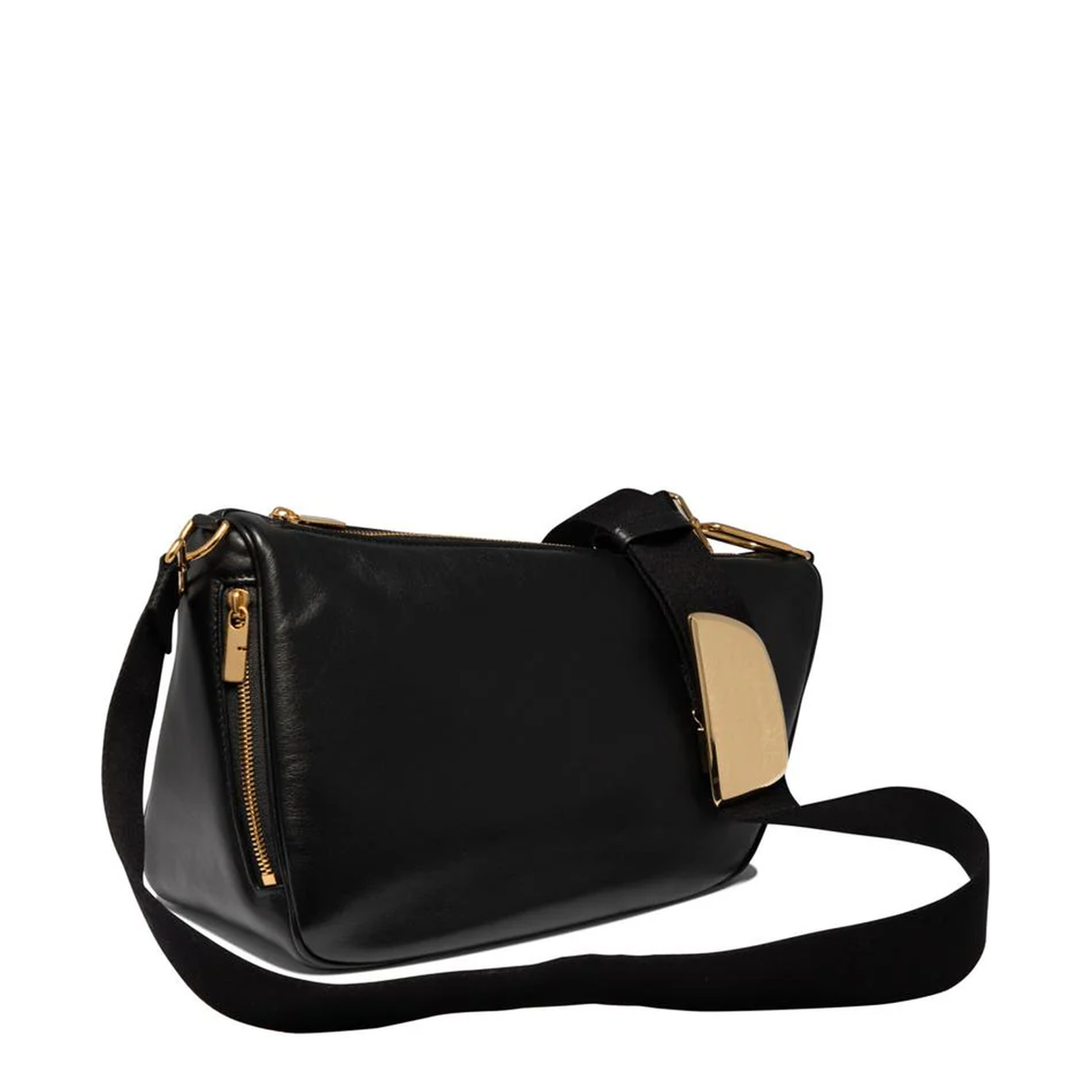 Shield Medium Calf Leather Messenger Bag - Black - Image 2