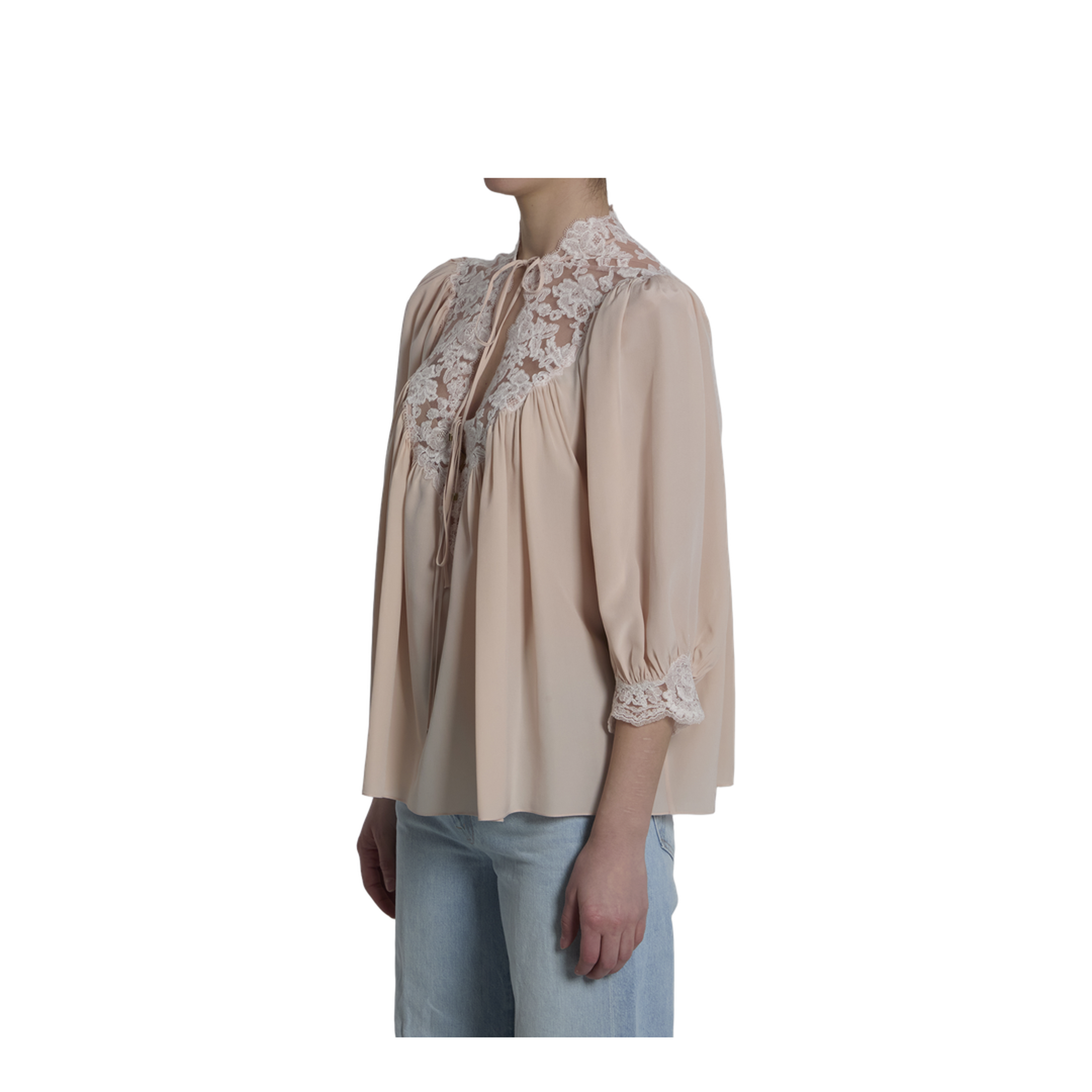 Silk Blouse With Lace Details - Image 2