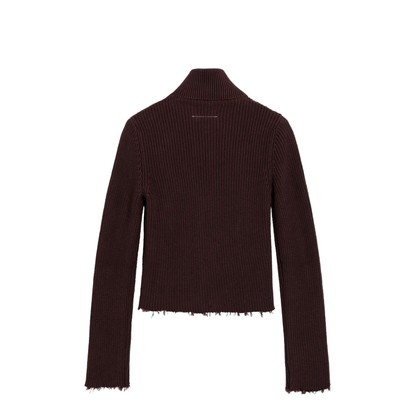 Chocolate Rib-Knit Zip Cardigan - Image 2