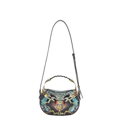 Wishbone Mini Python-Embossed Leather Shoulder Bag - Multicolor Gold - Image 4