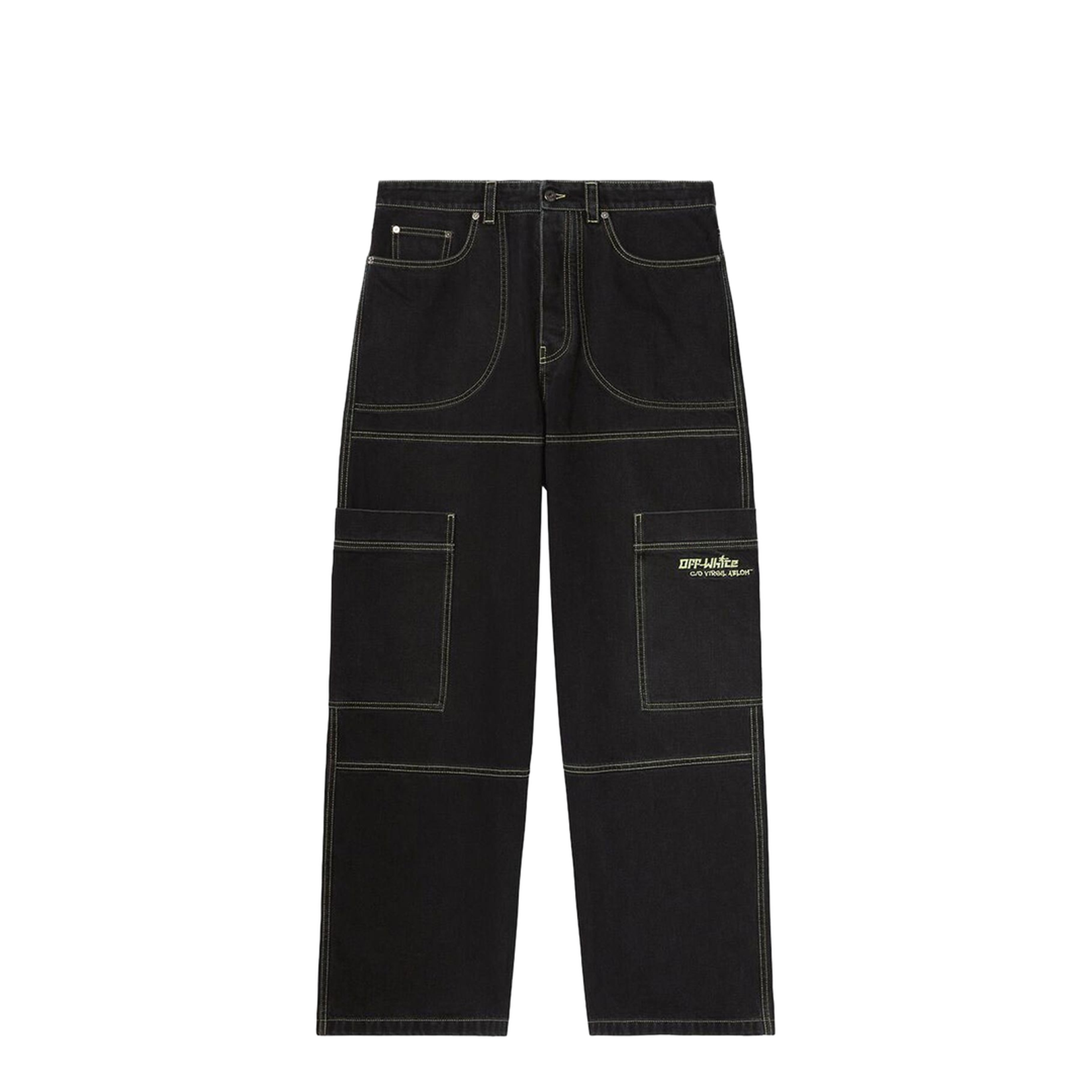 Irregular Denim Cargo Jeans Black - Image 5