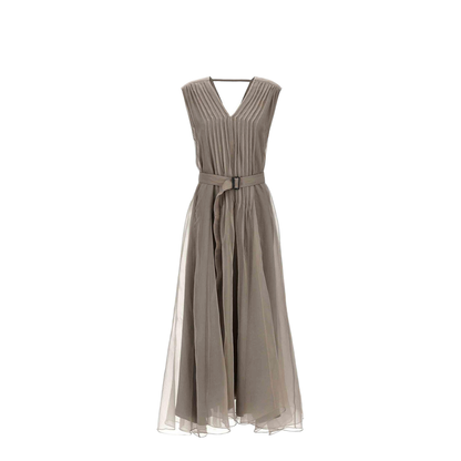 Long Silk Dress - Beige - Image 5