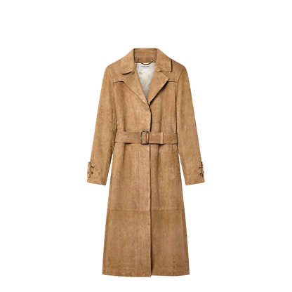 WAXED TREATMENT WITH LIVED-IN EFFECT SUEDE TRENCH COAT - Image 1