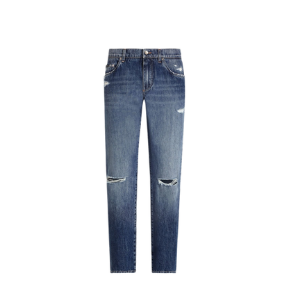 Classic Cotton Jeans with Tag with Abrasions - Image 1