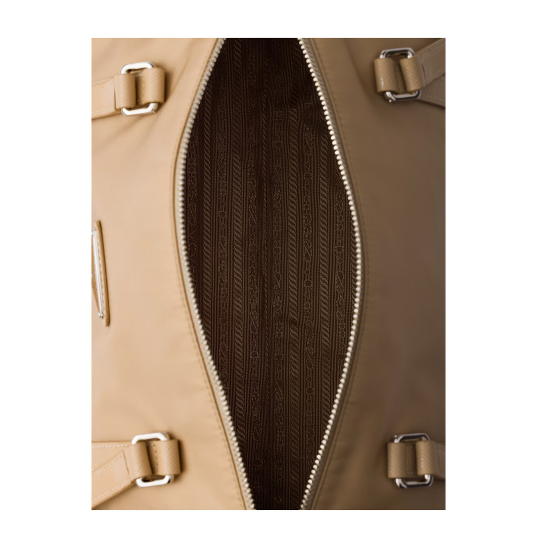 Re-Nylon Large Re-Nylon and Saffiano Leather Duffel Bag - Camel - Image 4