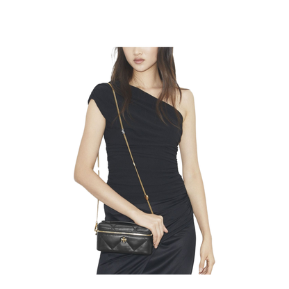 Kira Diamond Quilt Charm East-West Leather Vanity Case - Black - Image 5