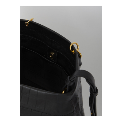 Crocodile Embossed Leather Tote Bag - Image 5