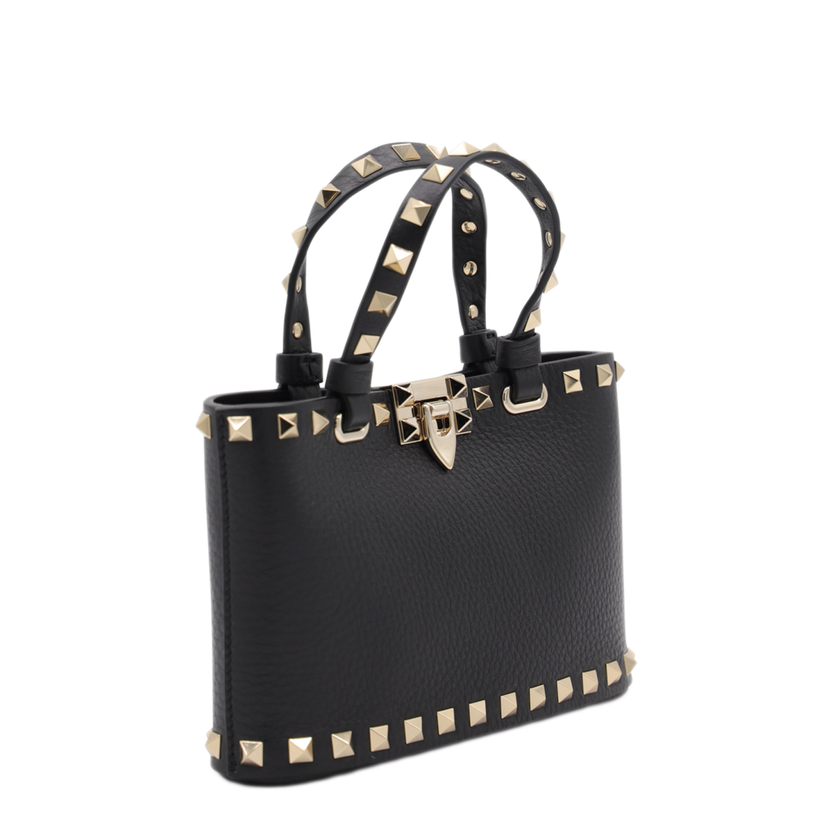 Rockstud Mini Calfskin Shopping Bag - Black - Image 3