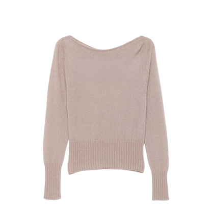Long Sleeve Boat Neck Knit with Metal Plaque - Image 1