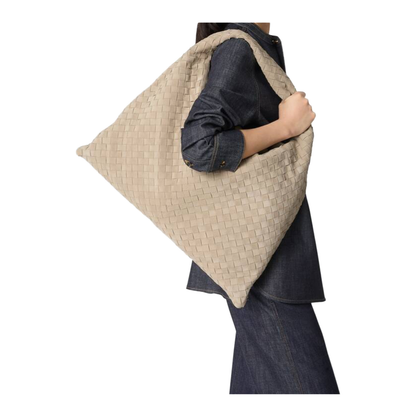 Hop Large Calfskin Shoulder Bag Beige - Image 4