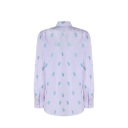 Striped Fil Coupé Paisley Cotton Jacquard Shirt - Pink - Image 3
