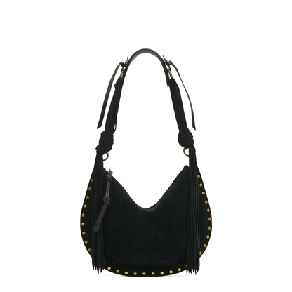 Oskan Soft Zip Suede Calfskin Shoulder Bag - Black - Image 1