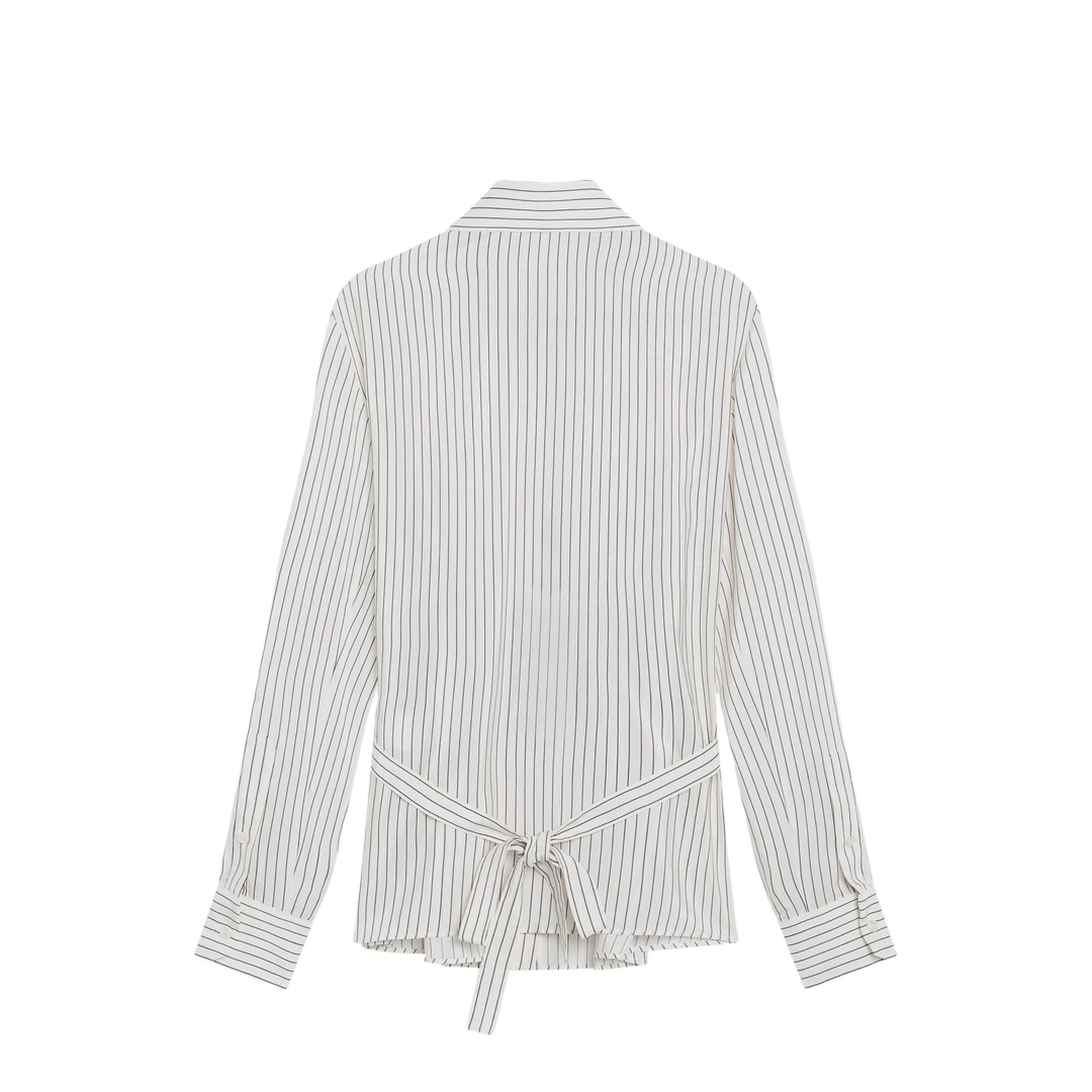 White Pinstriped Shirt in Silk and Cotton - Image 2