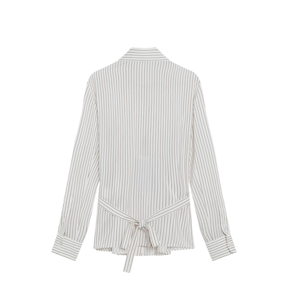 White Pinstriped Shirt in Silk and Cotton - Image 2