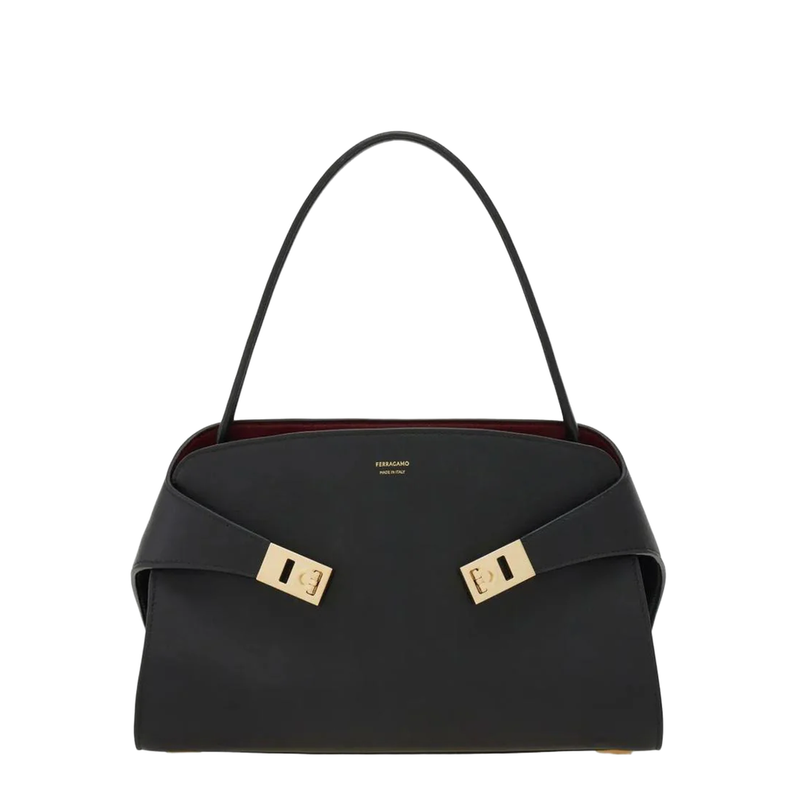 Hug Medium Calf Leather Shoulder Bag - Nero / Bianco - Image 1