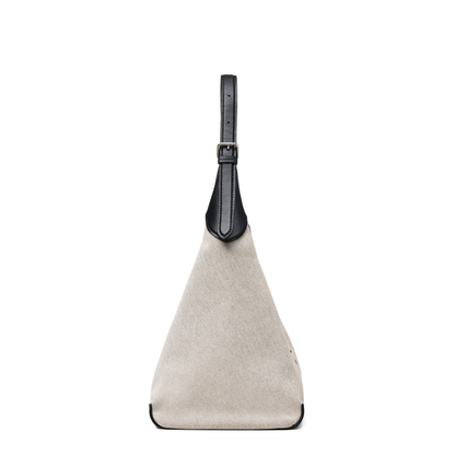 The Sack Bag Canvas Shoulder Bag - Ivory/Black - Image 4